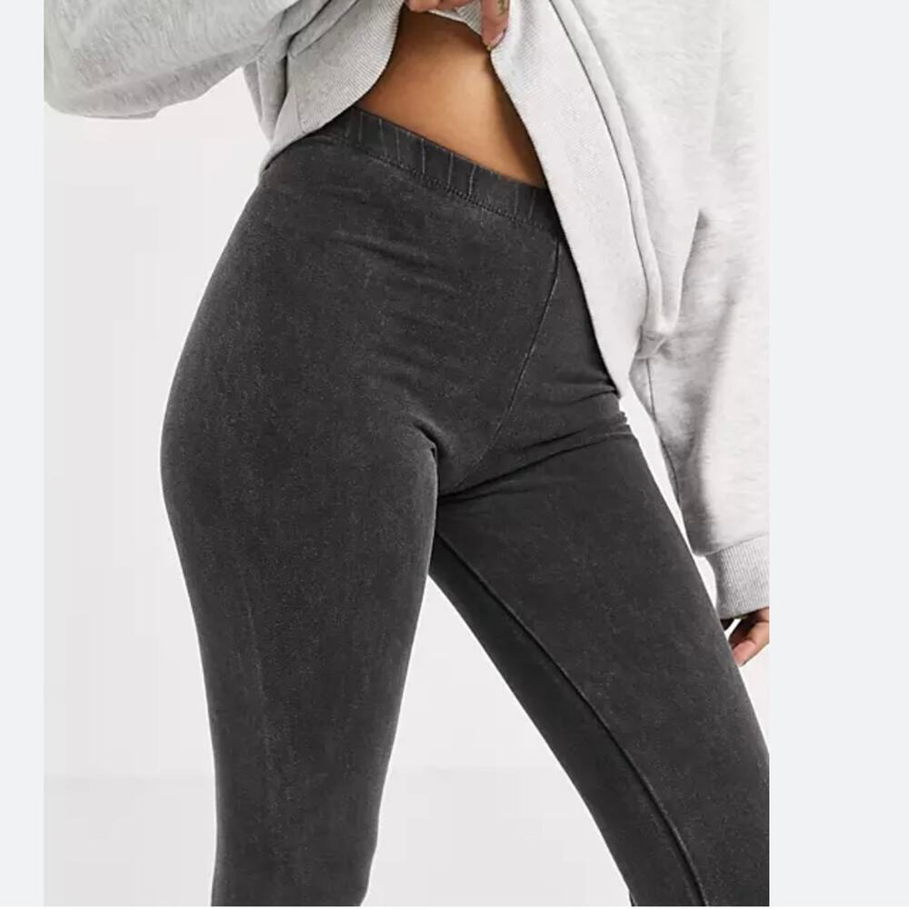 Topshop Acid Washed Leggings in Charcoal Gray
